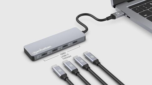 موزع مانهاتن 4 منافذ 10 جيجا USB-C: اتصال فائق السرعة لأجهزة الكمبيوتر المحمولة والمزيد، تصميم مدمج وجاهز للسفر - 181143 in Kuwait