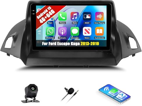 8 Core Qualcomm 4G+64G Android 15 Car Stereo for Ford Kuga Escape 2013-2019 with Wireless Carplay and Android Auto, 9 inch IPS Touchscreen Head Unit DSP Bluetooth 5.1 WiFi GPS SWC Backup Camera in Saudi Arabia