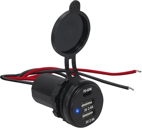 شاحن سيارة USB مزدوج 100 وات شحن سريع PD & QC3.0 نوع C ومنافذ USB A 12 فولت/24 فولت لسيارة شاحنة RV قارب بحري in Kuwait