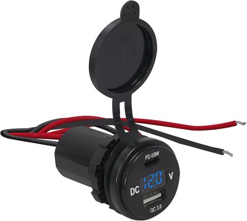 شاحن سيارة USB مزدوج 100 وات شحن سريع PD & QC3.0 نوع C ومنافذ USB A 12 فولت/24 فولت لسيارة شاحنة RV قارب بحري in Kuwait