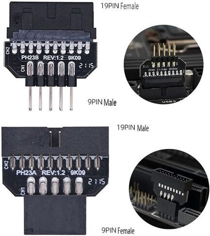Xiwai عكسها USB 2.0 9Pin الإسكان إلى اللوحة الأم USB 3.0 20pin رأس شاحن أنثي in Kuwait