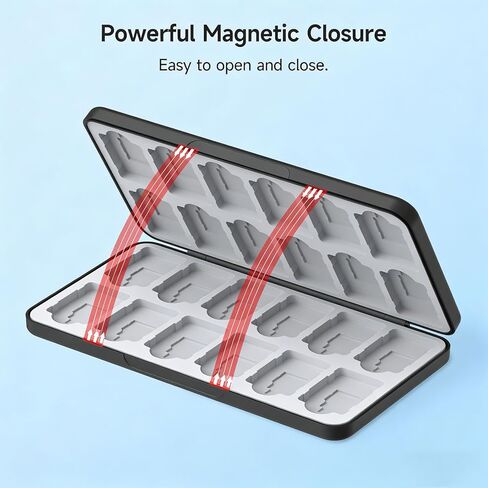 Game Card Case, 24 Slots for 2 Game Cards and 24 Memory Cards, Portable Storage Organizer with Magnetic Closure, forSwitch 2, SD, Micro SD in Saudi Arabia