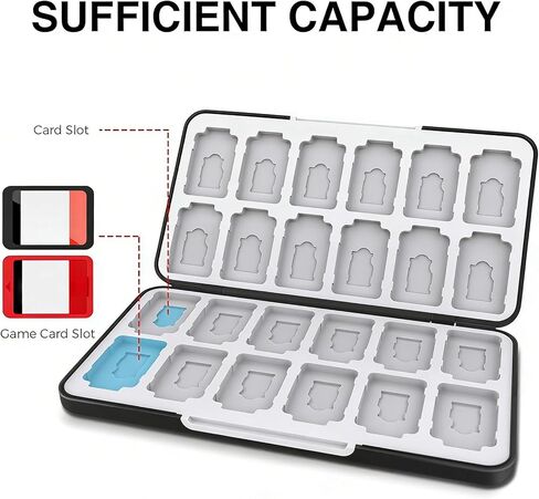 Game Card Case, 24 Slots for 2 Game Cards and 24 Memory Cards, Portable Storage Organizer with Magnetic Closure, forSwitch 2, SD, Micro SD in Saudi Arabia