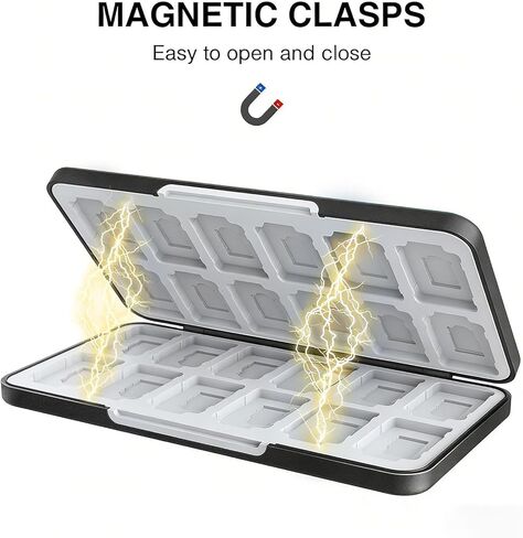 Game Card Case, 24 Slots for 2 Game Cards and 24 Memory Cards, Portable Storage Organizer with Magnetic Closure, forSwitch 2, SD, Micro SD in Saudi Arabia