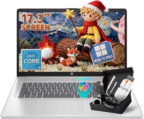 كمبيوتر محمول HP 2026 مقاس 17.3 بوصة FHD، Intel Core i3-N305، Windows 11 Pro، Copilot AI، عمر بطارية يصل إلى 9.5H للطلاب والأعمال، Wi-Fi6، Bluetooth5.4، مع ملحقات (32 جيجابايت من ذاكرة الوصول العشوائي | 1 تيرابايت SSD) in Kuwait