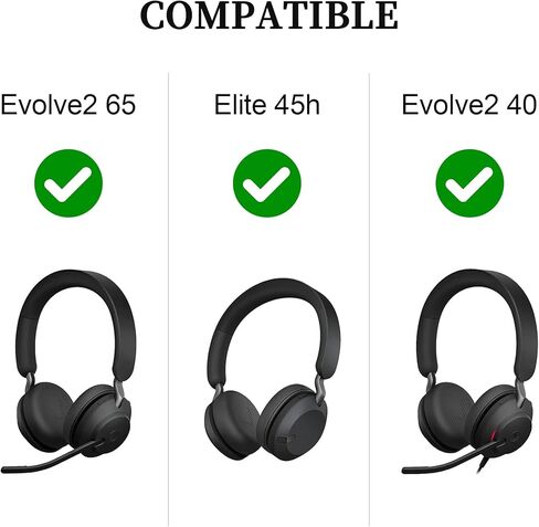 وسائد أذن بديلة لـ Jabra Evolve2 65 - وسائد أذن من الجلد البروتيني الناعم لسماعات Jabra Evolve2 65/ Evolve2 40/ Elite 45h اللاسلكية على الأذن (أسود) in Kuwait
