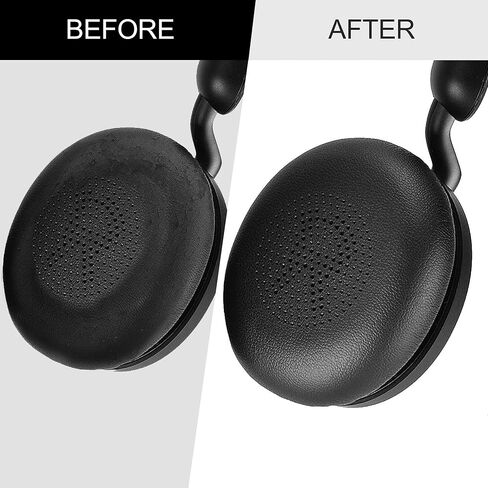 وسائد أذن بديلة لـ Jabra Evolve2 65 - وسائد أذن من الجلد البروتيني الناعم لسماعات Jabra Evolve2 65/ Evolve2 40/ Elite 45h اللاسلكية على الأذن (أسود) in Kuwait