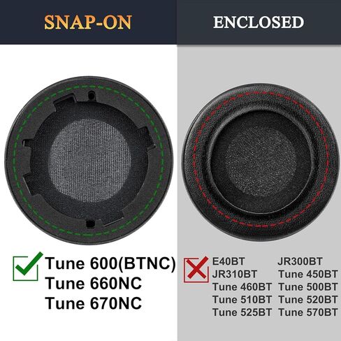 استبدال وسائد الأذن SOULWIT لسماعات JBL Tune 600(T600BTNC 600BTNC)/660(T660NC 660NC)/670(T670NC 670NC) ووسائد الأذن مع جلد بروتين ناعم، إسفنج عازل للضوضاء - أسود in Kuwait