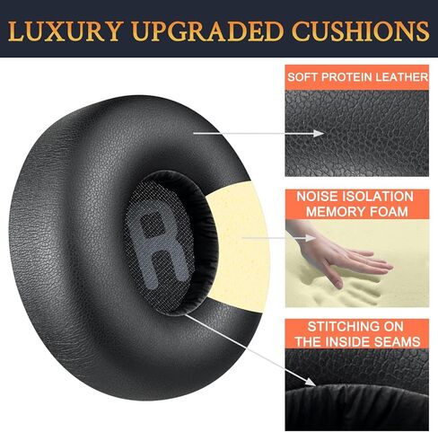 استبدال وسائد الأذن SOULWIT لسماعات JBL Tune 600(T600BTNC 600BTNC)/660(T660NC 660NC)/670(T670NC 670NC) ووسائد الأذن مع جلد بروتين ناعم، إسفنج عازل للضوضاء - أسود in Kuwait