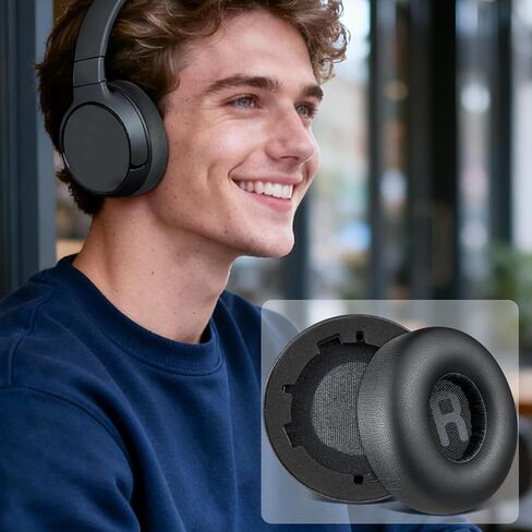 استبدال وسائد الأذن SOULWIT لسماعات JBL Tune 600(T600BTNC 600BTNC)/660(T660NC 660NC)/670(T670NC 670NC) ووسائد الأذن مع جلد بروتين ناعم، إسفنج عازل للضوضاء - أسود in Kuwait