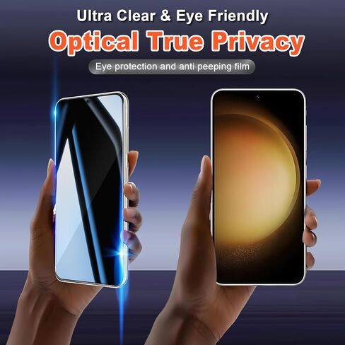 2 Pack Privacy Screen Protector for Samsung Galaxy S23|Anti-Spy Tempered Glass with Fingerprint Unlock Support, Anti-Scratch, 9H Hardness & Easy Installation in Saudi Arabia
