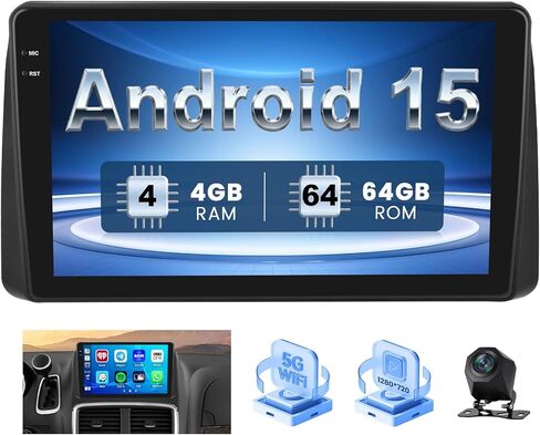 4+64G Android 15 Radio for Dodge Grand Caravan 2011-2020/Chrysler Grand Voyager 2012-2016, 9" Touchscreen Car Stereo Wireless CarPlay/Android Auto, 5GHz WiFi, Bluetooth 5.0, EQ, GPS, 1280 * 720 in Saudi Arabia