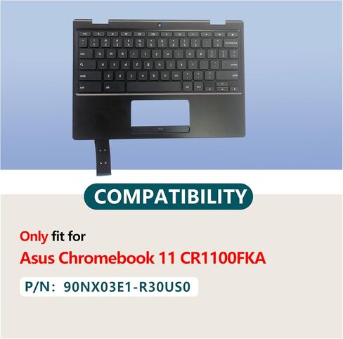 Replacement Laptop Palmrest Keyboard Assembly Part for Asus Chromebook 11 CR1100FKA Upper Case 90NX03E1-R30US0(WFC) in Saudi Arabia