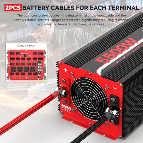 6000W Power Inverter 12V DC to 120V AC, 11000W Peak Off-Grid Solar Converter for 12V Battery Bank, RV, Truck & Home Backup Power System, 4 AC Outlets, USB & Type-C Port, LCD Remote Controller in Kuwait