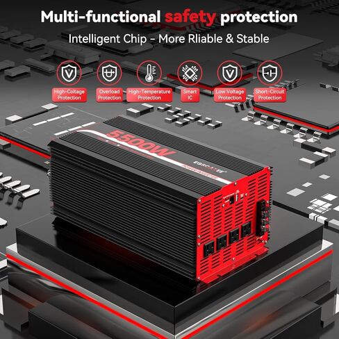 6000W Power Inverter 12V DC to 120V AC, 11000W Peak Off-Grid Solar Converter for 12V Battery Bank, RV, Truck & Home Backup Power System, 4 AC Outlets, USB & Type-C Port, LCD Remote Controller in Kuwait