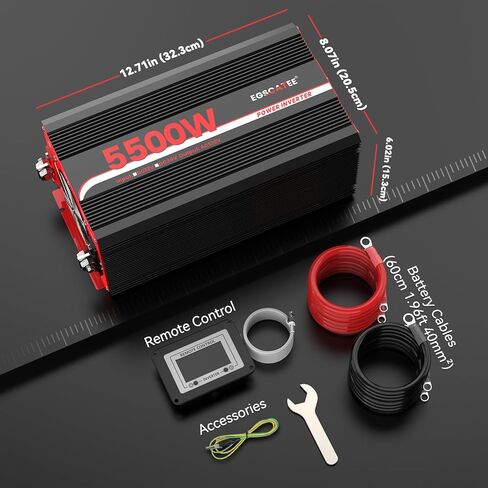 6000W Power Inverter 12V DC to 120V AC, 11000W Peak Off-Grid Solar Converter for 12V Battery Bank, RV, Truck & Home Backup Power System, 4 AC Outlets, USB & Type-C Port, LCD Remote Controller in Kuwait