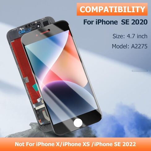 قطع غيار شاشة iPhone SE 2020 لهاتف iPhone 8/SE 2nd Gen شاشة LCD A2275 A2298 A2296 قطع غيار مجموعة محول رقمي تعمل باللمس in Kuwait