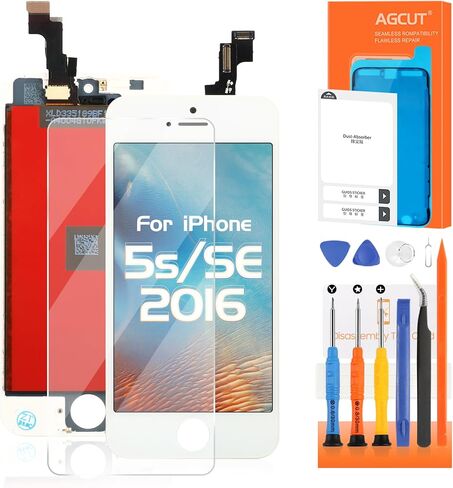 بديل شاشة iPhone SE 2016 لهاتف iPhone 5S شاشة LCD تعمل باللمس A1723 A1724 A1453 A1457 A1518 A1528 A1530 A1533 طقم إصلاح مجموعة محول الأرقام للشاشة باللون الأبيض in Kuwait