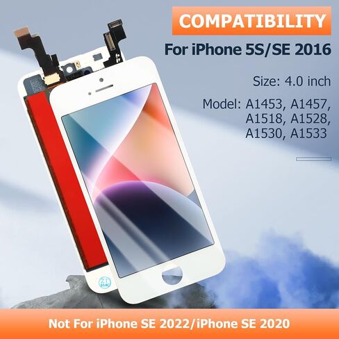 بديل شاشة iPhone SE 2016 لهاتف iPhone 5S شاشة LCD تعمل باللمس A1723 A1724 A1453 A1457 A1518 A1528 A1530 A1533 طقم إصلاح مجموعة محول الأرقام للشاشة باللون الأبيض in Kuwait