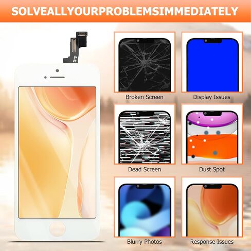 بديل شاشة iPhone SE 2016 لهاتف iPhone 5S شاشة LCD تعمل باللمس A1723 A1724 A1453 A1457 A1518 A1528 A1530 A1533 طقم إصلاح مجموعة محول الأرقام للشاشة باللون الأبيض in Kuwait