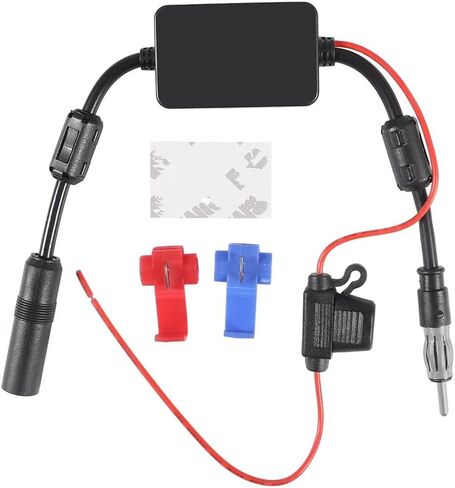 Universal Car Stereo FM Radio Antenna Signal Booster Amplifier Amp,12V Power Supply DIN Plug Connector Adapter for Vehicle Truck SUV Car Audio Radio Stereo Media Head Unit Receiver in Saudi Arabia