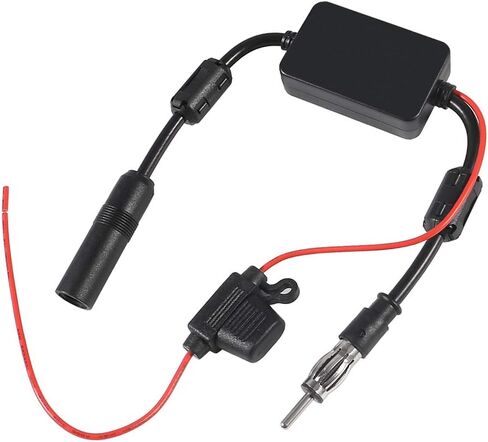 Universal Car Stereo FM Radio Antenna Signal Booster Amplifier Amp,12V Power Supply DIN Plug Connector Adapter for Vehicle Truck SUV Car Audio Radio Stereo Media Head Unit Receiver in Saudi Arabia