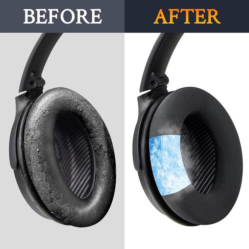 وسائد أذن من جل التبريد الكامل من SOULWIT لسماعات الرأس Bose QuietComfort QC 35/QC35ii/QC45/QC SE/Quiet Comfort اللاسلكية فوق الأذن، استبدال وسائد الأذن بإسفنج عالي الكثافة - أسود in Kuwait
