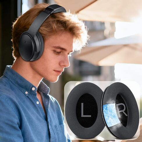 وسائد أذن من جل التبريد الكامل من SOULWIT لسماعات الرأس Bose QuietComfort QC 35/QC35ii/QC45/QC SE/Quiet Comfort اللاسلكية فوق الأذن، استبدال وسائد الأذن بإسفنج عالي الكثافة - أسود in Kuwait