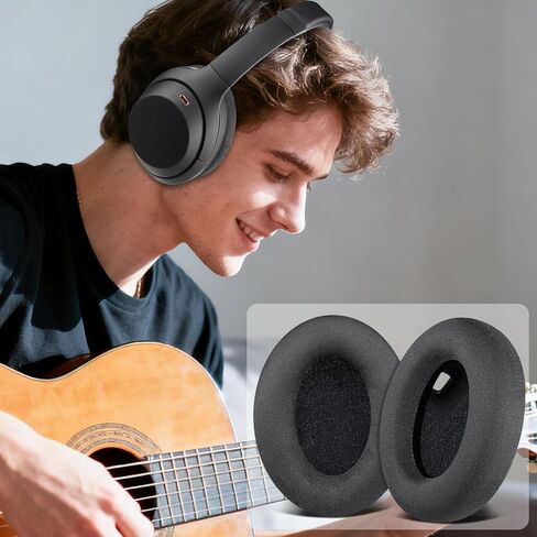 وسائد أذن بديلة من الجلد السويدي الصغير من SOULWIT لسماعات الرأس Sony WH-1000XM4 (WH1000XM4)، وسائد الأذن مع رغوة عازلة للضوضاء، وسمك إضافي، دون التأثير على المستشعر - أسود in Kuwait