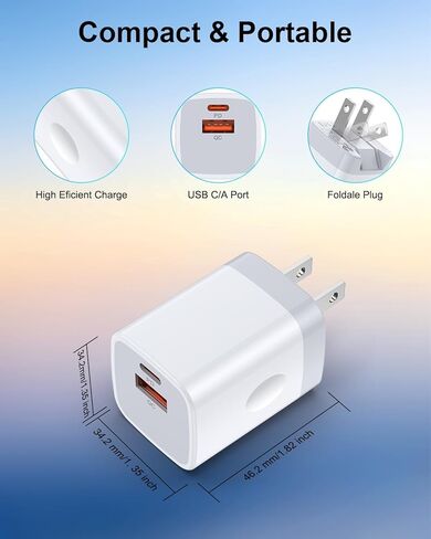 كتلة شاحن USB C بقدرة 40 وات لـ Google، شاحن حائط ثنائي المنفذ PD للشحن السريع من النوع C مع USB C وUSB A، محول طاقة لـ Google Pixel 10/10 Pro/9/9a/8/7/6، Pixel Fold، iPhone 17/16/15، Samsung Galaxy in Kuwait