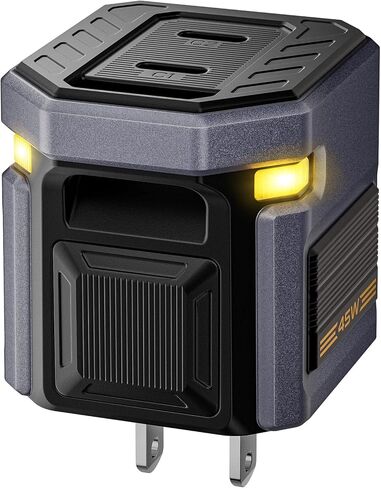 45W GaN Dual-USB-C Fast Charger - Mecha Robot Style with Touch-Sensitive Breathing Light, Foldable Plug for iPhone 17/16, iPad Pro, Galaxy S24, Pixel 9, Ultra Compact Travel Charger Tech Gift in Saudi Arabia