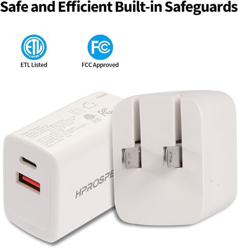Cell Phone Wall Charger Block Fast Charging with Type C to Type C & Lightning Cable 3ft, PD 35W USB-C & QC 3.0 USB-A Port, for iPhone 17/16/15/14 and More, AirPods, iPad and Android Phones in Saudi Arabia