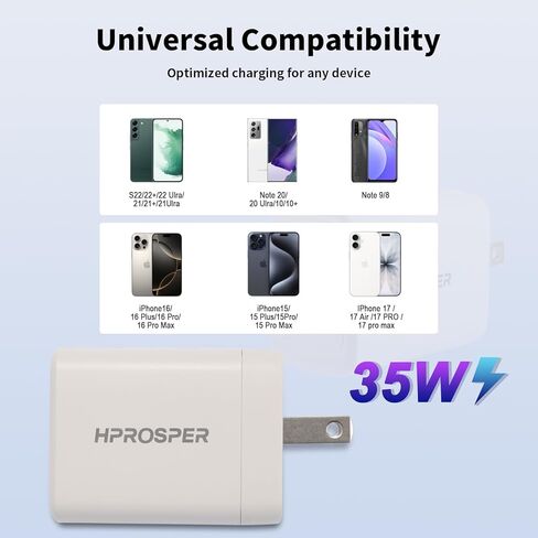 Cell Phone Wall Charger Block Fast Charging with Type C to Type C & Lightning Cable 3ft, PD 35W USB-C & QC 3.0 USB-A Port, for iPhone 17/16/15/14 and More, AirPods, iPad and Android Phones in Saudi Arabia