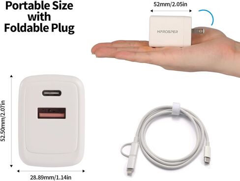 Cell Phone Wall Charger Block Fast Charging with Type C to Type C & Lightning Cable 3ft, PD 35W USB-C & QC 3.0 USB-A Port, for iPhone 17/16/15/14 and More, AirPods, iPad and Android Phones in Saudi Arabia