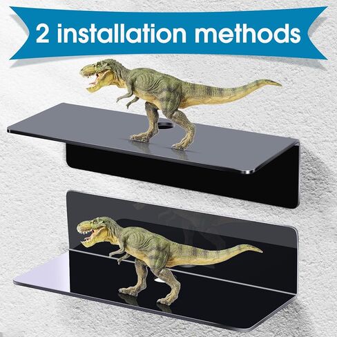 Maitys 8 Pcs Acrylic Floating Shelves 9 Inches Adhesive Wall Mounted Shelves No Drill Hanging Acrylic Wall Display for Living Room Bathroom Bedroom Kitchen Office(Clear) in Saudi Arabia