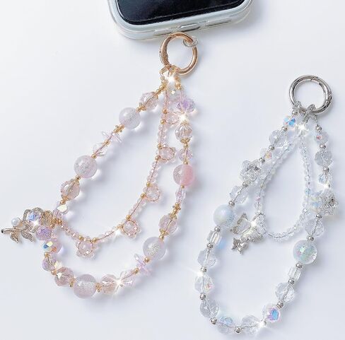 JANDM 2 قطعة كريستال مطرز حلية هاتف حزام أسورة يد حر اليدين فراشة زهرة حبل سلسلة مفاتيح لحقيبة المحفظة المحفظة in Kuwait