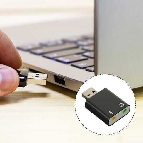 USB Stereo Audio Adapter External Sound Card with Headphone and Microphone Jack Aluminum Alloy Compatible with Laptop for Gaming Music and Movies in Kuwait