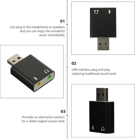 USB Stereo Audio Adapter External Sound Card with Headphone and Microphone Jack Aluminum Alloy Compatible with Laptop for Gaming Music and Movies in Kuwait