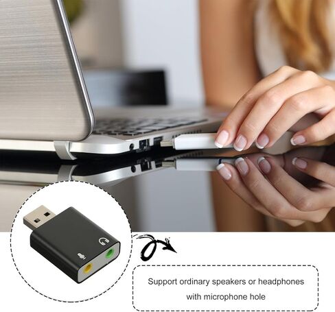 USB Stereo Audio Adapter External Sound Card with Headphone and Microphone Jack Aluminum Alloy Compatible with Laptop for Gaming Music and Movies in Kuwait