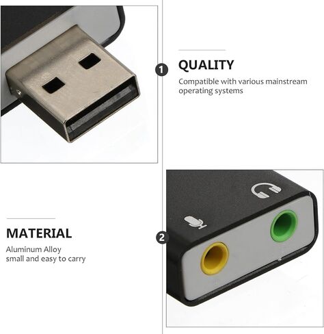 USB Stereo Audio Adapter External Sound Card with Headphone and Microphone Jack Aluminum Alloy Compatible with Laptop for Gaming Music and Movies in Kuwait