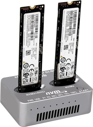 Sintech M2 NVMe Duplicator، nVME Dual-Bay Offline Cloner، USB C إلى M.2 20 جيجابت في الثانية، محطة إرساء M.2 PCIe Achi SSD لكلا (مفتاح M، مفتاح B+M) حاوية NGFF SSD (تحتاج إلى طاقة تيار متردد/PD إضافية) in Saudi Arabia