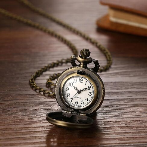 LANCARDO Antique Bronze Unisex Hollow Out Astrolabe Carving Arabic Markers Pocket Watch with Chain in Kuwait