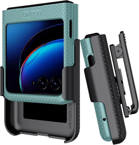 حافظة BELTRON مع مشبك لهاتف Motorola RAZR+ 2023 (AT&T/T-Mobile)، غطاء واقٍ سهل التركيب مع مجموعة حامل حزام دوار ومسند مدمج لهاتف Moto RAZR Plus '23 - أسود in Saudi Arabia