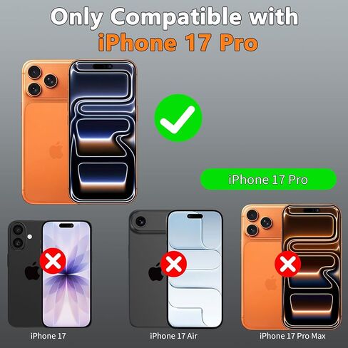 Compatible with iPhone 17 pro Case, with Belt Clip Holster Heavy Duty Rugged Shockproof Full Body Protection Kickstand Cover for iPhone 17 pro Phone（Black+Orange） in Saudi Arabia