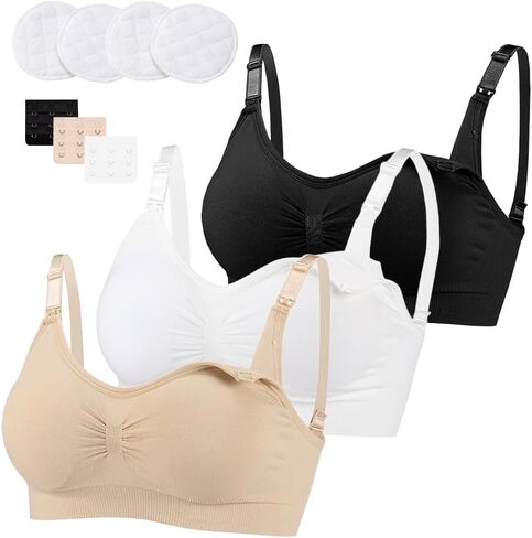 Nursing Bras Maternity Bra for Breastfeeding Pregnancy Wireless Bralette with Pads Clips 3Pack in Saudi Arabia