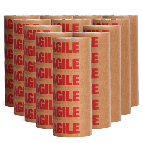 ADHES Fragile Tape Kraft Paper Tape - 2in x 55yds, 6 Rolls, Strong Adhesive, Eco-Friendly Paper Packing Tape for Shipping & Moving, Heavy Duty Protection for Fragile Items in Saudi Arabia