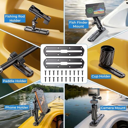 2 PCS 7" Kayak Track Mount, Kayak Low Profile Rail for Boat Fishing Rod Holder, Fish Finder, Cup Holder, Paddle Mount, Anchor Cleats, Compatible with RAM Mounts T-Bolt Attachment, 20 Screws in Saudi Arabia