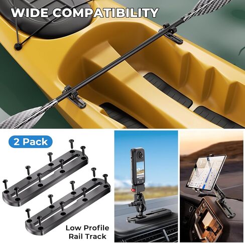 2 PCS 7" Kayak Track Mount, Kayak Low Profile Rail for Boat Fishing Rod Holder, Fish Finder, Cup Holder, Paddle Mount, Anchor Cleats, Compatible with RAM Mounts T-Bolt Attachment, 20 Screws in Saudi Arabia