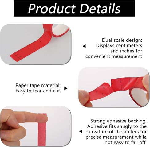 8 Packs Double Scale Antler Measuring Tapes 0.6 "×200" Adhesive Scoring Tape for Measuring Deer Antlers Repeating Adhesive Measuring Tape for Hunting Marking Prey Measuring Antlers Length in Saudi Arabia