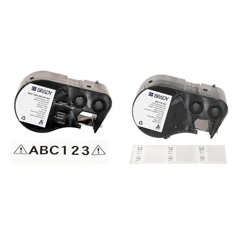 Brady Vinyl Label Bundle: (M4C-1000-595-WT-BK) All-Weather 1in x 25ft Black on White Labels and (M5-115-427) 1.25" x 1.5" Self-Laminating Black on White Cable Labels in Saudi Arabia
